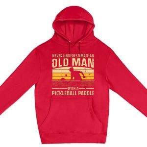 Cool Pickleball Art Paddle Pickleball Player Premium Pullover Hoodie