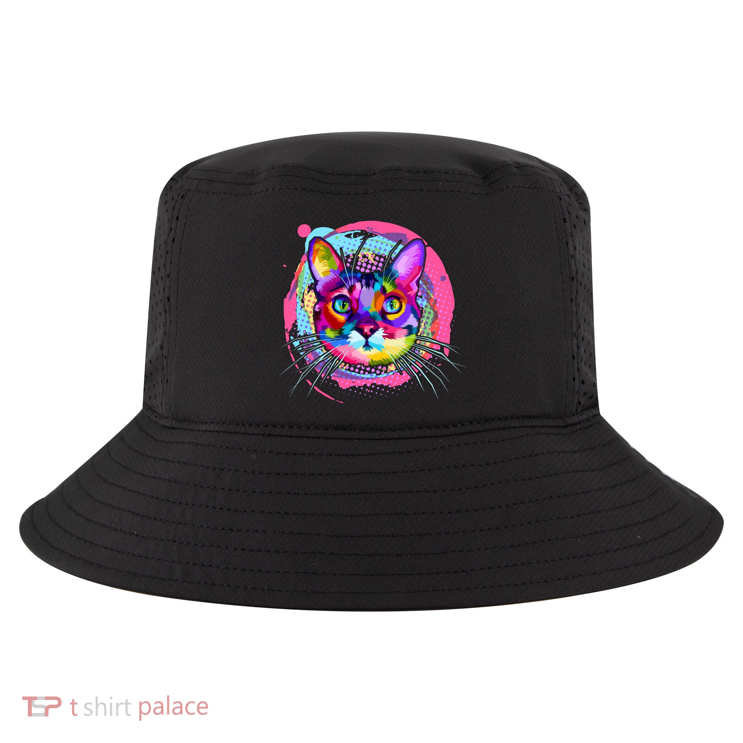 Colorful Painted Abstract Cat Face Cool Comfort Performance Bucket Hat