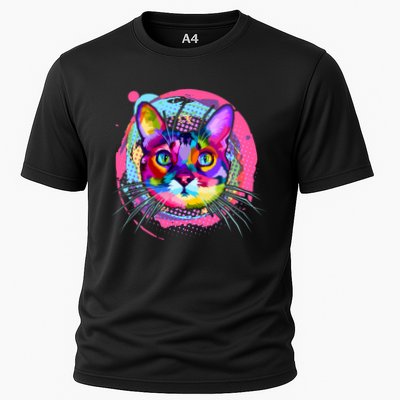 Colorful Painted Abstract Cat Face Performance Shirt