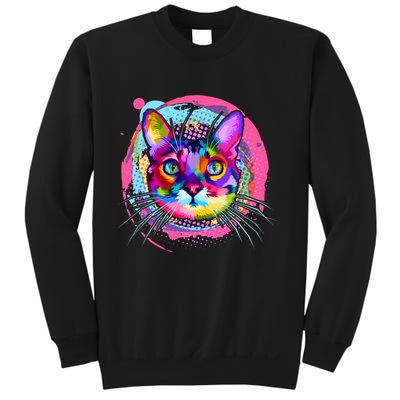 Colorful Painted Abstract Cat Face Sweatshirt