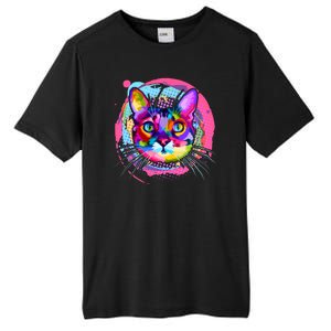 Colorful Painted Abstract Cat Face Tall Fusion ChromaSoft Performance T-Shirt