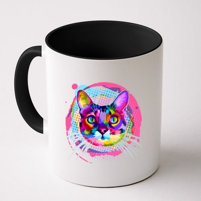 Colorful Painted Abstract Cat Face Mug