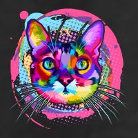 Colorful Painted Abstract Cat Face Beanie