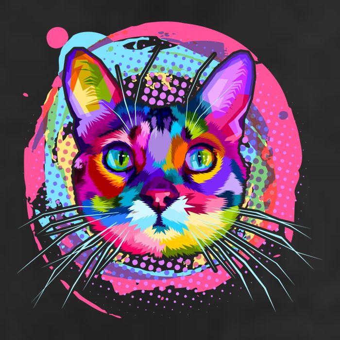 Colorful Painted Abstract Cat Face Beanie