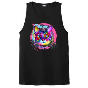 Colorful Painted Abstract Cat Face PosiCharge Competitor Tank