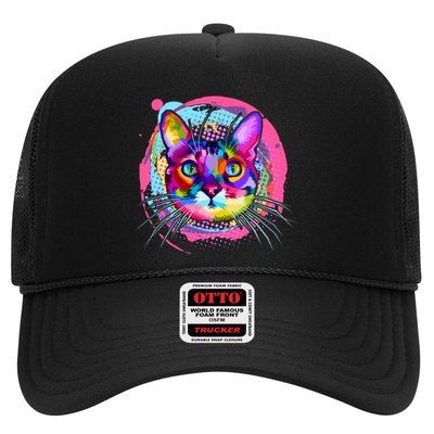 Colorful Painted Abstract Cat Face Trucker Hat