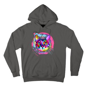 Colorful Painted Abstract Cat Face Hoodie