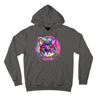 Colorful Painted Abstract Cat Face Hoodie