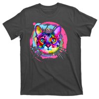 Colorful Painted Abstract Cat Face T-Shirt