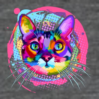 Colorful Painted Abstract Cat Face T-Shirt