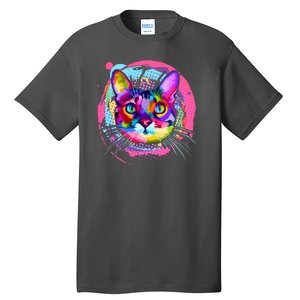 Colorful Painted Abstract Cat Face Tall T-Shirt