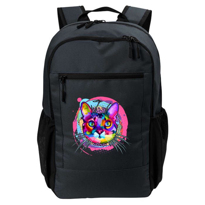 Colorful Painted Abstract Cat Face Backpack