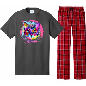 Colorful Painted Abstract Cat Face Pajama Set