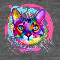 Colorful Painted Abstract Cat Face Flatbill Hat