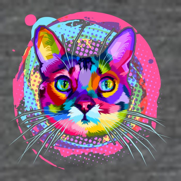 Colorful Painted Abstract Cat Face Flatbill Hat