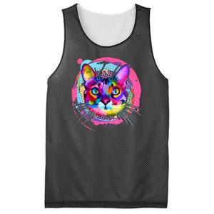 Colorful Painted Abstract Cat Face Mesh Reversible Basketball Jersey Tank