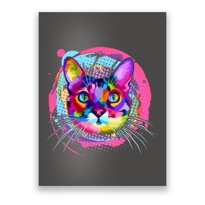 Colorful Painted Abstract Cat Face Poster