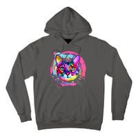 Colorful Painted Abstract Cat Face Tall Hoodie