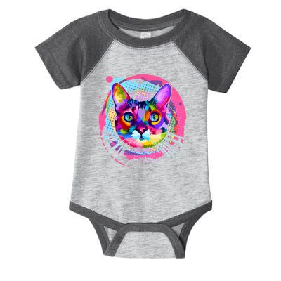 Colorful Painted Abstract Cat Face Infant Baby Jersey Bodysuit