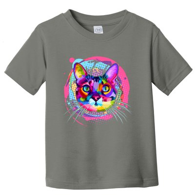 Colorful Painted Abstract Cat Face Toddler T-Shirt