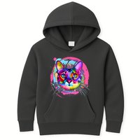 Colorful Painted Abstract Cat Face Kids Hoodie