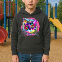 Colorful Painted Abstract Cat Face Kids Hoodie