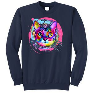 Colorful Painted Abstract Cat Face Sweatshirt