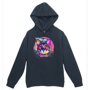 Colorful Painted Abstract Cat Face Urban Pullover Hoodie