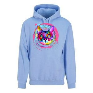 Colorful Painted Abstract Cat Face Unisex Surf Hoodie