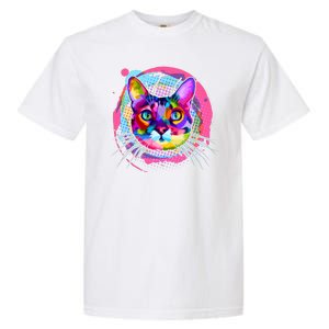 Colorful Painted Abstract Cat Face Garment-Dyed Heavyweight T-Shirt