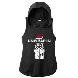 Christmas Pregnancy Announcement Gifts Unwrap In July Ladies PosiCharge Tri-Blend Wicking Draft Hoodie Tank