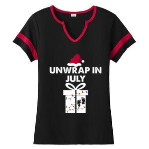 Christmas Pregnancy Announcement Gifts Unwrap In July Ladies Halftime Notch Neck Tee