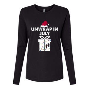 Christmas Pregnancy Announcement Gifts Unwrap In July Womens Cotton Relaxed Long Sleeve T-Shirt