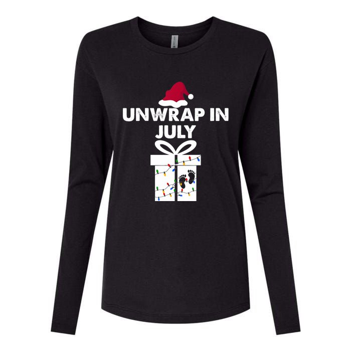 Christmas Pregnancy Announcement Gifts Unwrap In July Womens Cotton Relaxed Long Sleeve T-Shirt