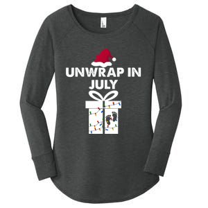 Christmas Pregnancy Announcement Gifts Unwrap In July Women's Perfect Tri Tunic Long Sleeve Shirt