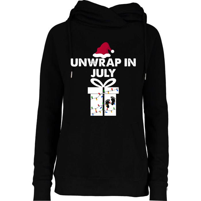 Christmas Pregnancy Announcement Gifts Unwrap In July Womens Funnel Neck Pullover Hood