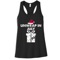 Christmas Pregnancy Announcement Gifts Unwrap In July Women's Racerback Tank