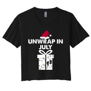 Christmas Pregnancy Announcement Gifts Unwrap In July Women's Crop Top Tee