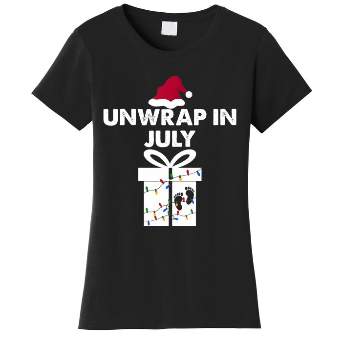 Christmas Pregnancy Announcement Gifts Unwrap In July Women's T-Shirt