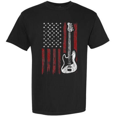 Cool Patriotic American Flag Bass Guitarist Guitar Gift Garment-Dyed Heavyweight T-Shirt