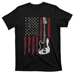 Cool Patriotic American Flag Bass Guitarist Guitar Gift T-Shirt