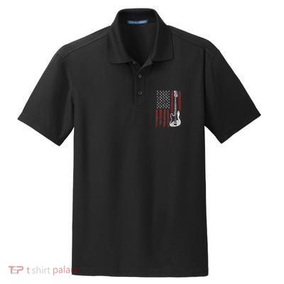 Cool Patriotic American Flag Bass Guitarist Guitar Gift Dry Zone Grid Polo
