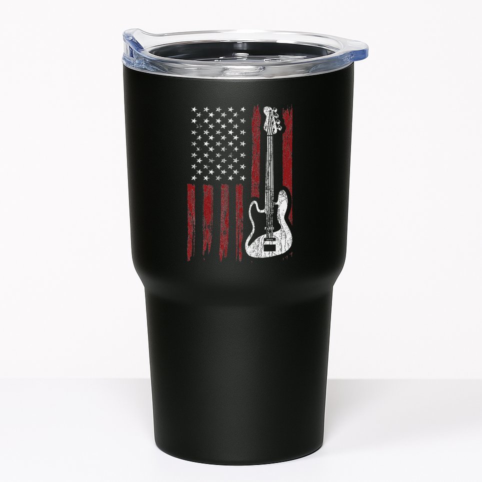 Cool Patriotic American Flag Bass Guitarist Guitar Gift Tumbler
