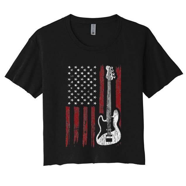 Cool Patriotic American Flag Bass Guitarist Guitar Gift Crop Top