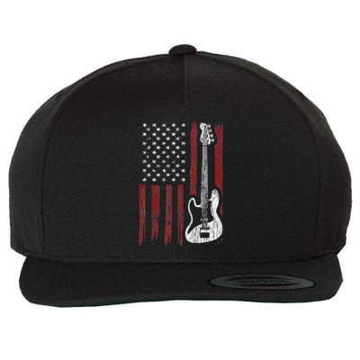 Cool Patriotic American Flag Bass Guitarist Guitar Gift Wool Snapback Cap