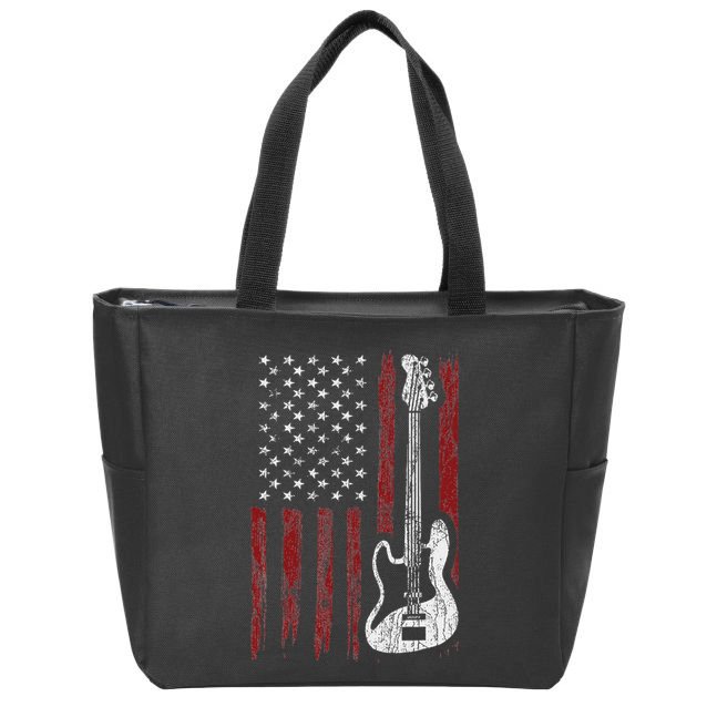 Cool Patriotic American Flag Bass Guitarist Guitar Gift Zip Tote Bag