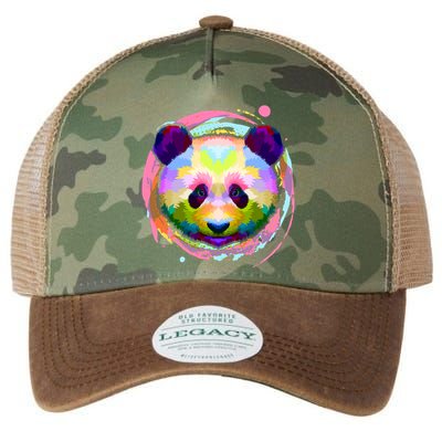 Colorful Painted Abstract Panda Face Legacy Tie Dye Trucker Hat