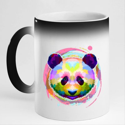 Colorful Painted Abstract Panda Face 11oz Black Color Changing Mug