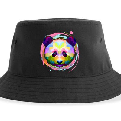 Colorful Painted Abstract Panda Face Sustainable Bucket Hat