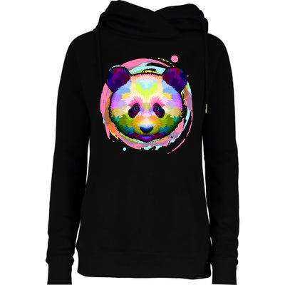 Colorful Painted Abstract Panda Face Womens Funnel Neck Pullover Hood